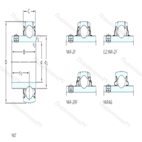 Подшипник шариковый радиальный E 2.YAR 208-2F