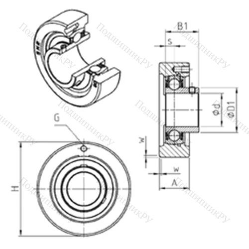 Подшипниковый узел шариковый радиальный USC 204 от производителя  SNR