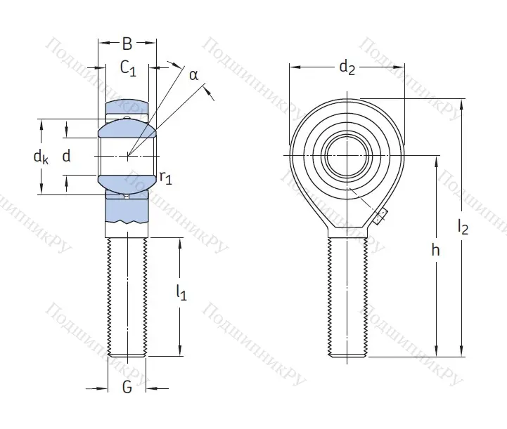 Наконечник штока с внешней резьбой