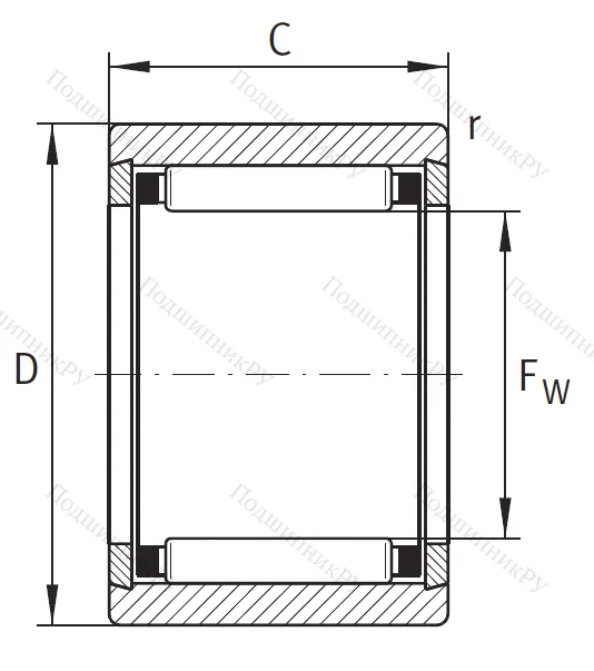 Игольчатый подшипник NK 16/16 XL