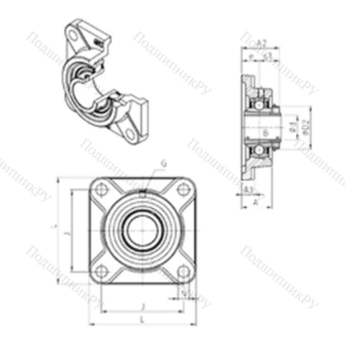 Подшипниковый узел шариковый радиальный UKF 313H от производителя  SNR Подшипниковый узел шариковый радиальный UKF 313H от производителя  SNR