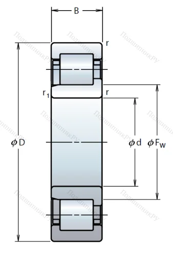 Роликовый цилиндрический подшипник NJ 211 ET от производителя  NSK