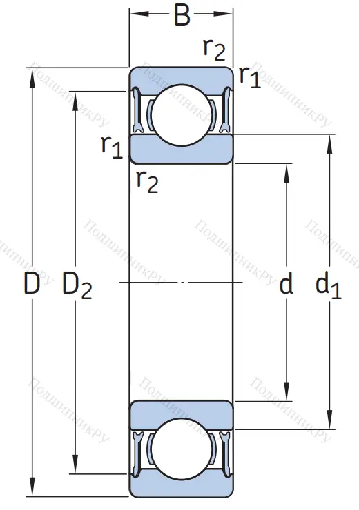 Однорядный шариковый подшипник 61916 2RZ