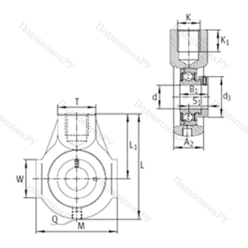 Подшипниковый узел шариковый радиальный PHE 20 от производителя  INA