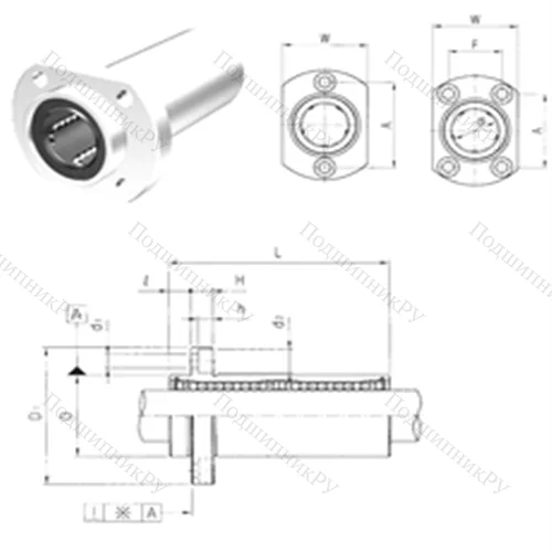 Подшипник шариковый линейный LMHP 12LUU