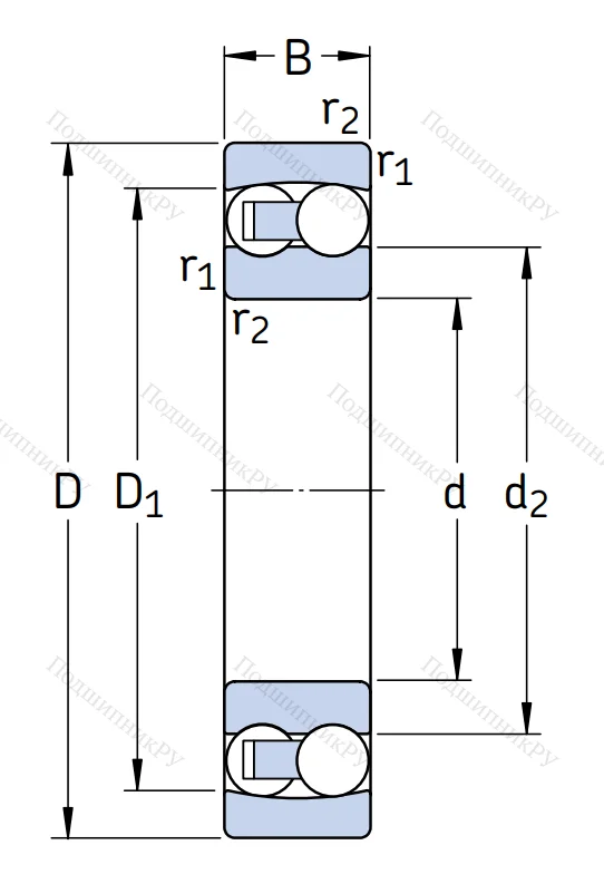 Двухрядный шариковый подшипник 1202 ETN 9