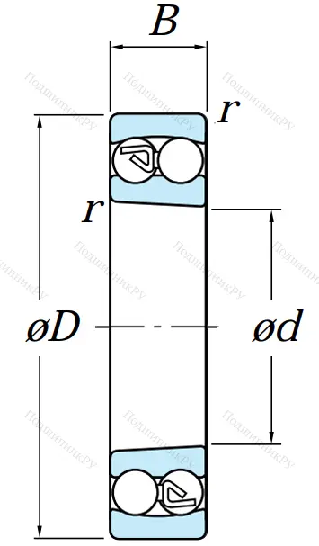 Двухрядный шариковый подшипник 1216 K C 3
