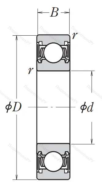 Однорядный шариковый подшипник 6020 DDU C 3
