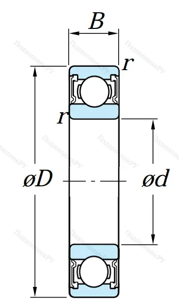 Однорядный шариковый подшипник 6220 2RS C 3