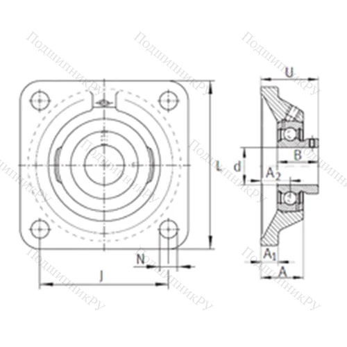 Подшипниковый узел шариковый радиальный PCJY 1 от производителя  INA