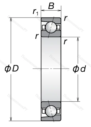 Однорядный шариковый подшипник 7201 BW от производителя  NSK