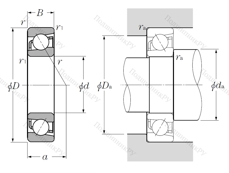 Однорядный шариковый подшипник 7217 B