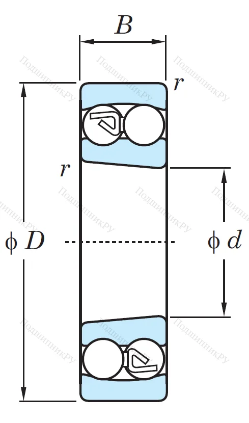 Двухрядный шариковый подшипник 1309 K
