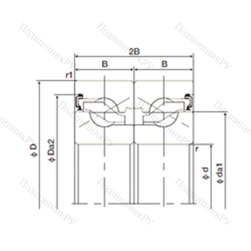 Подшипник шариковый упорно-радиальный спаренный 30TAB 06DB-2NK от производителя  NACHI