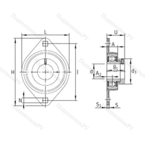 Подшипниковый узел шариковый радиальный PCSLT 20 от производителя  INA