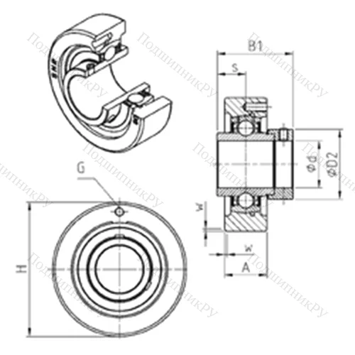 Подшипниковый узел шариковый радиальный EXC 204 от производителя  SNR