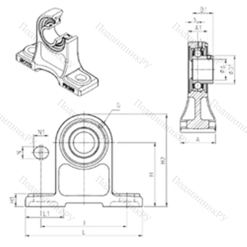 Подшипниковый узел шариковый радиальный USPH 203 от производителя  SNR