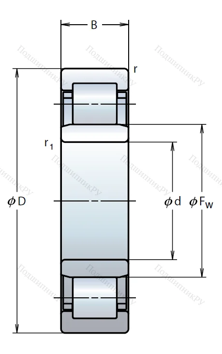 Роликовый цилиндрический подшипник NU 212 EW