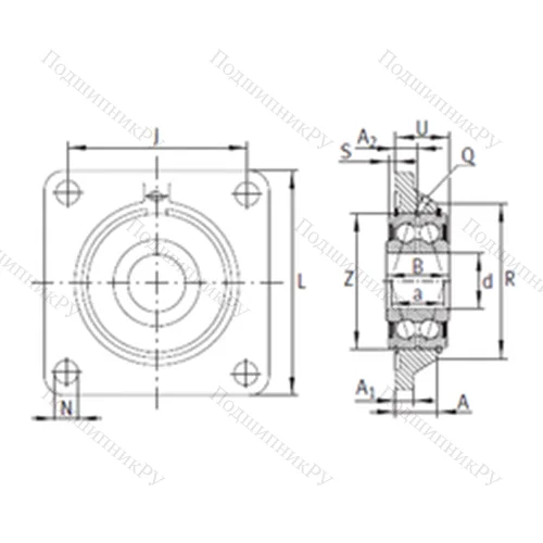 Подшипниковый узел шариковый радиальный PCCJ 35 от производителя  INA
