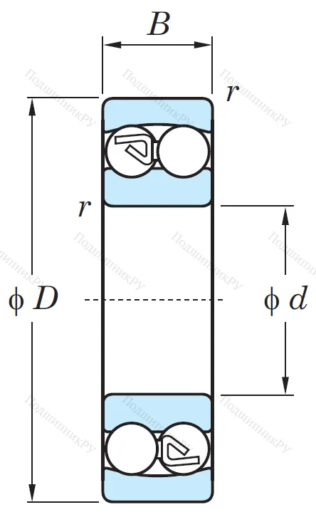 Двухрядный шариковый подшипник 1312