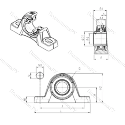 Подшипниковый узел шариковый радиальный UCPLE 212 от производителя  SNR
