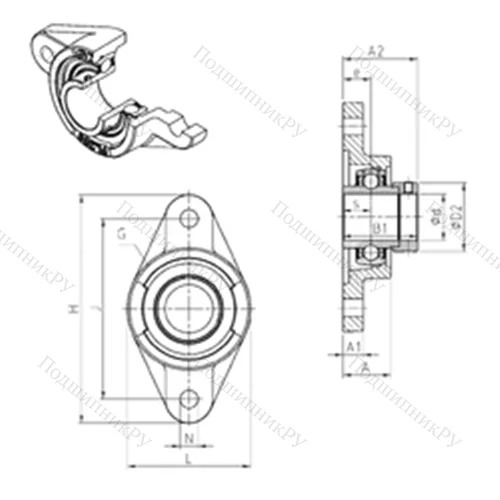 Подшипниковый узел шариковый радиальный EXFL 313 от производителя  SNR