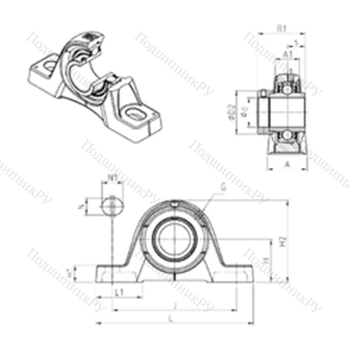 Подшипниковый узел шариковый радиальный EXPE 206 от производителя  SNR