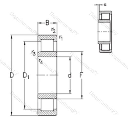 Подшипник роликовый радиальный NU 2334-E-M 6