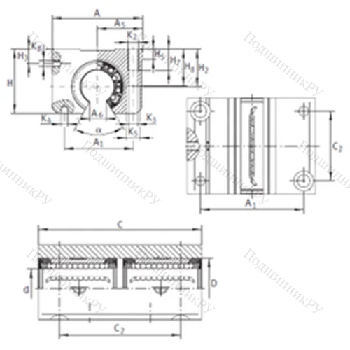 Подшипник шариковый линейный KTNO 12 C-PP-AS