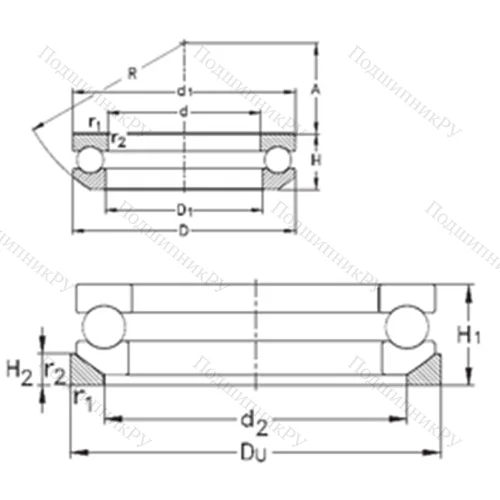 Подшипник шариковый упорный 53234+U 234
