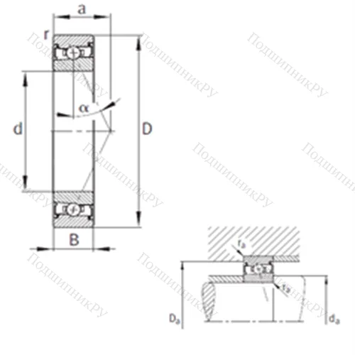 Подшипник шариковый радиально-упорный HSS 7017-E-T-P 4S