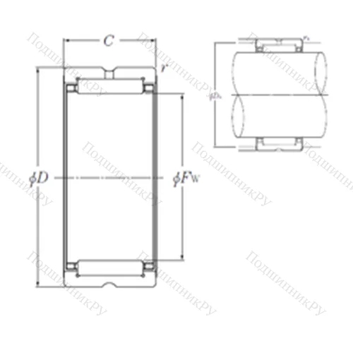 Подшипник игольчатый радиальный NK 16/16R