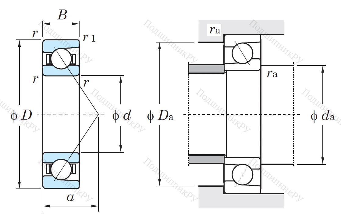 Однорядный шариковый подшипник 7307 B