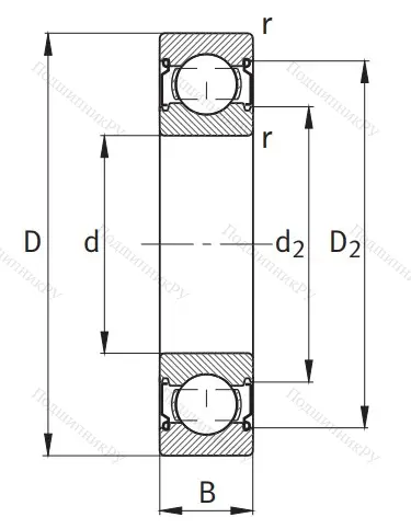 Однорядный шариковый подшипник 6001 C 2Z