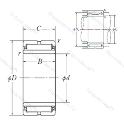 Подшипник игольчатый радиальный NA 6908