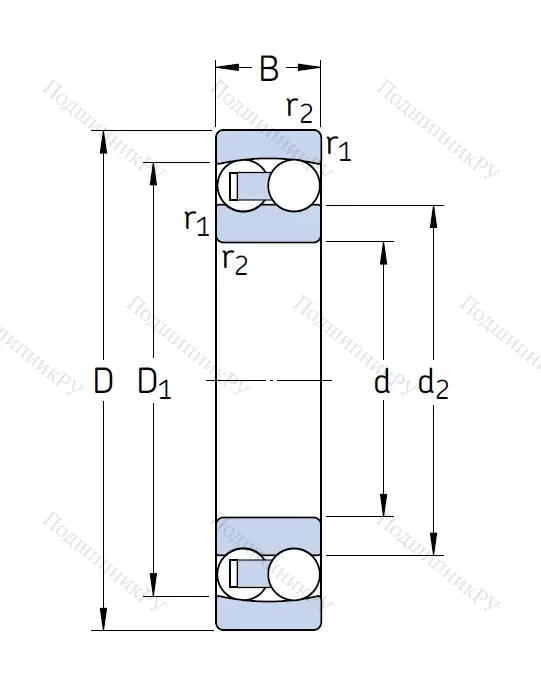 Двухрядный шариковый подшипник 1216