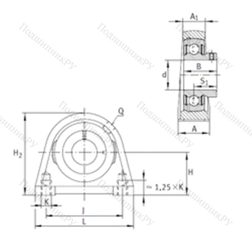 Подшипниковый узел шариковый радиальный PSHEY 25-N