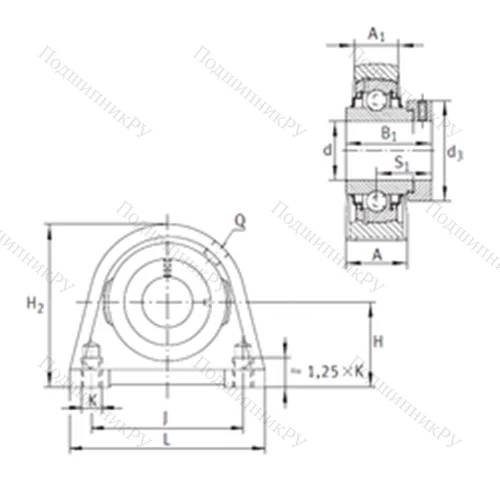 Подшипниковый узел шариковый радиальный RSHE 20-N