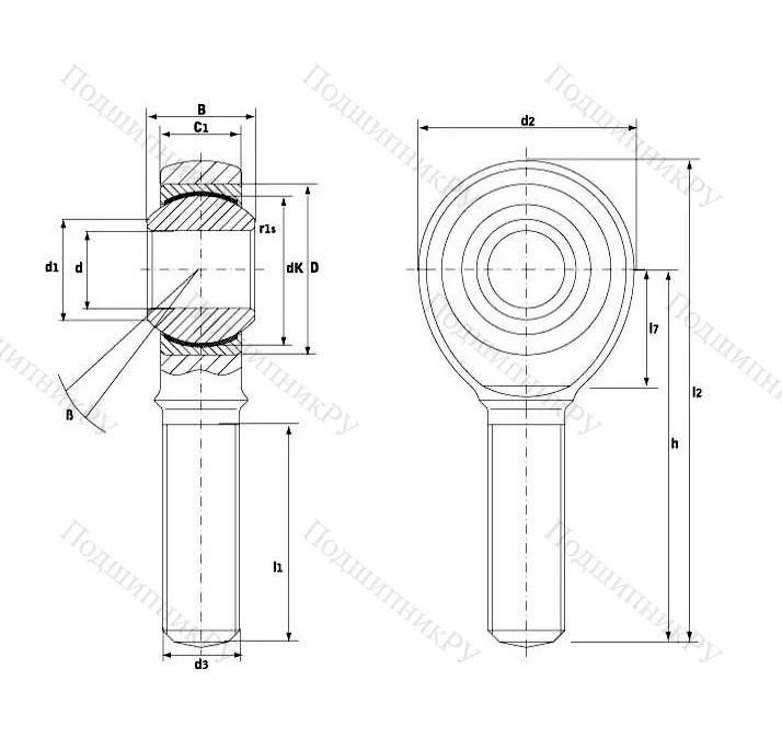 Шарнирная головка с наружной левой резьбой