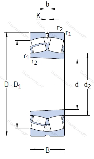 Сферический роликовый подшипник с конической посадкой на вал 22217 EK