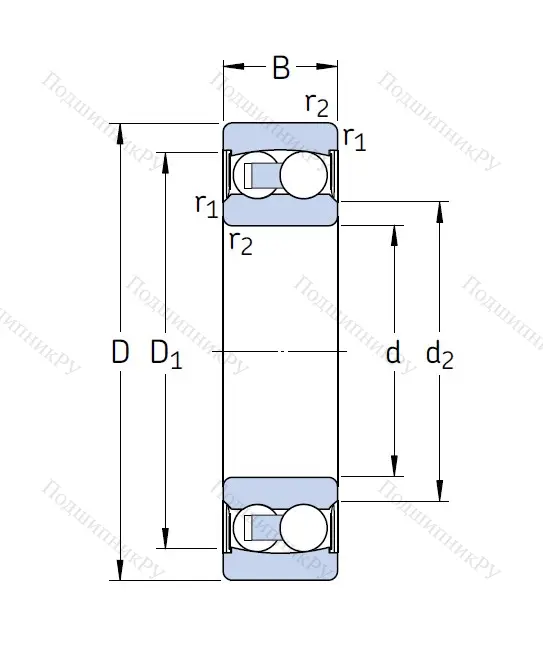 Двухрядный шариковый подшипник 2205 E 2RS 1TN 9