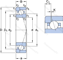 Подшипник 7006 ACE/HCP 4AH 1
