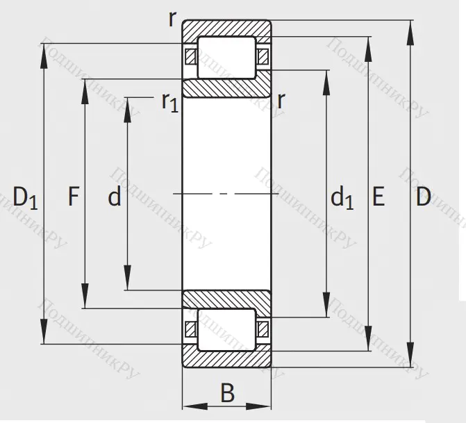 Роликовый цилиндрический подшипник NJ 307 E XL TVP 2
