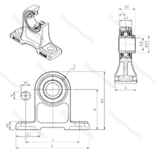 Подшипниковый узел шариковый радиальный UCPH 209 от производителя  SNR