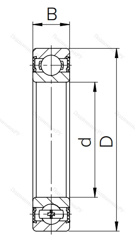 Шариковый однорядный подшипник  6-180100 C 17 (6000 2RS)