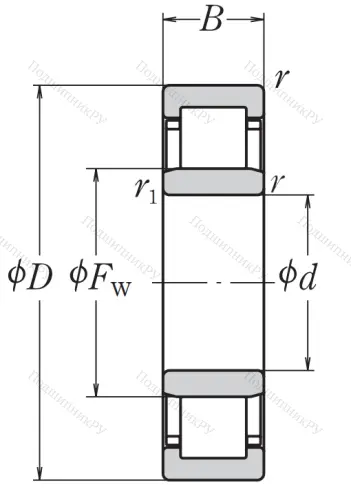 Роликовый цилиндрический подшипник NJ 212 EW C 3 от производителя  NSK