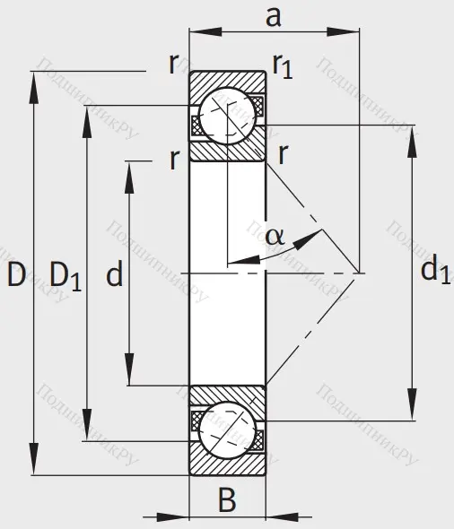Однорядный шариковый подшипник 7311 B XL TVP