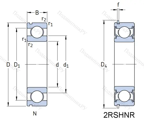 Высокотемпературный подшипник 6201-2RSHNR/C 3GJN от производителя  SKF Высокотемпературный подшипник 6201-2RSHNR/C 3GJN от производителя  SKF