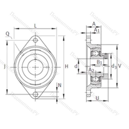 Подшипниковый узел шариковый радиальный PCJT 2 от производителя  INA