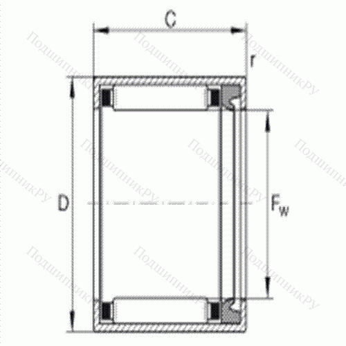 Подшипник роликовый игольчатый с одним наружным штампованным кольцом HK 1514-RS